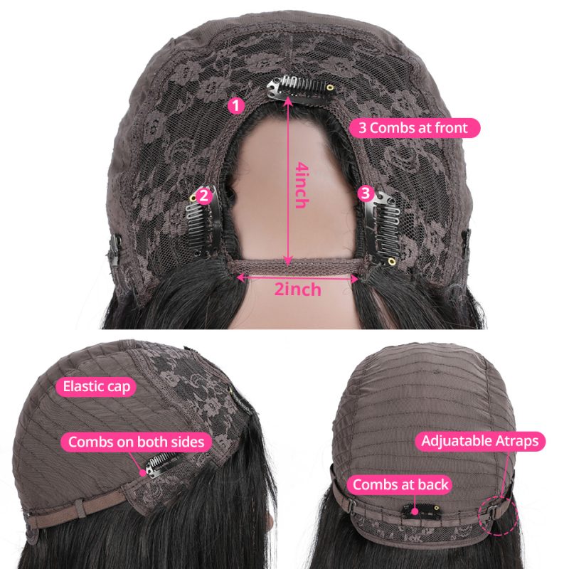 Glueless Deep Wave U Part Wigs 100% Human Hair - 图片 4